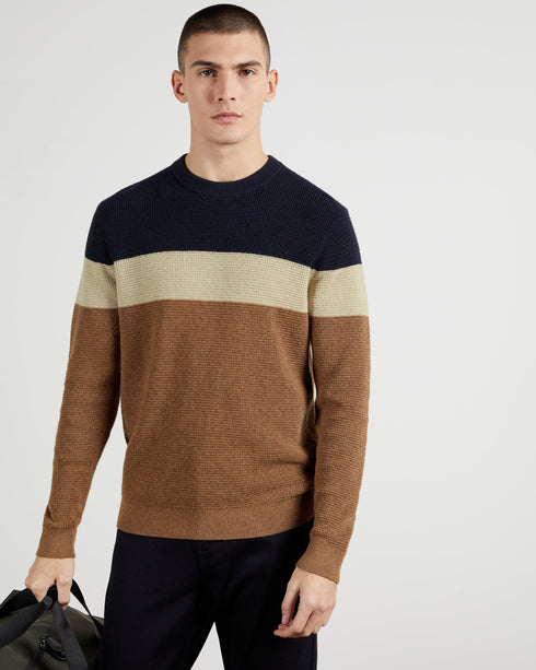 <P>Ls Colour Block Textured Crew Neck Jumper</P>